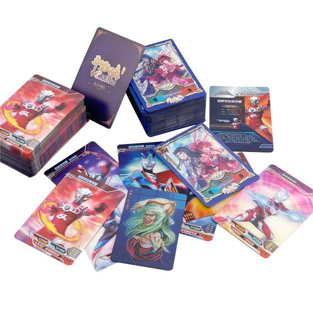 Assorted collectible cards with stacks and packaging